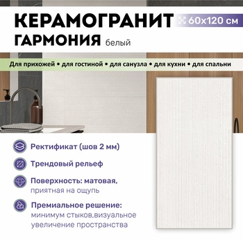 GT1206014163MR Керамогранит Гармония / Harmony Белый 60x120 _линии 1\46,08