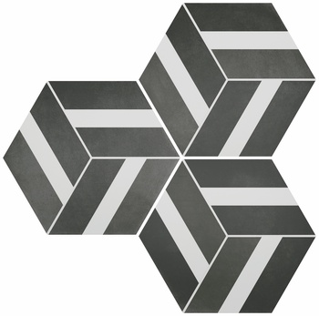 DURSTONE SIX Cementine Керамогранит Bari Black 23x27 глазурованный матовый