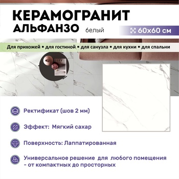 GT606012003SPR Керамогранит Альфанзо / Alfanzo Бел. 60x60 _ 1\54,72