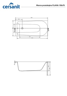 Ванна прямоугольная FLAVIA 150*70 Cersanit