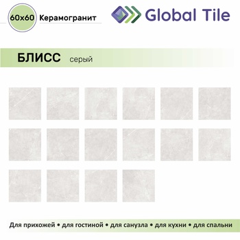 GT60601406MR Керамогранит Блисс / Bliss Серый 60x60 _ 1\43,2