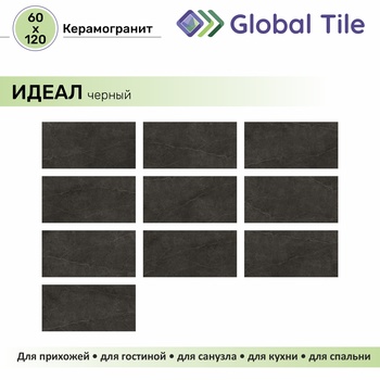 GT1206020505LGR Керамогранит Идеал / Ideal Черный 60x120 _ 1\40,32