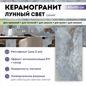GT408013616MSR11 Керамогранит Лунный свет / Moonlight Синий 40x80 _ 1\38,4